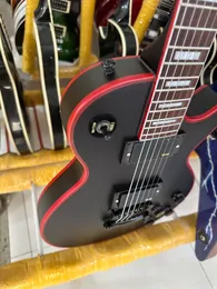 Guitarra eléctrica personalizada, logotipo rojo y envoltura corporal, cartucho Matte, EMG negro, paquete de relámpagos