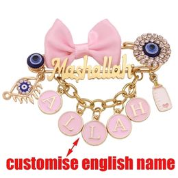 Nom anglais personnalisé Maslim Mashallah Baby Pink Brook Pin 240430