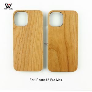 Cajas de teléfono de PC de madera de grabado personalizado para Iphone 12 Pro Max Mini cubierta trasera a prueba de golpes Shell naturaleza tallada caja de bambú de madera al por mayor