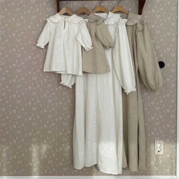 Famille personnalisée Match Vêtements Robe de printemps Mère fille coton femmes bébé fille solide anniversaire 240418