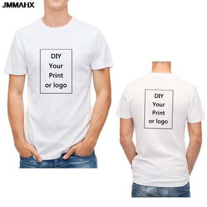 Personnalisé mode impression hommes T-shirt Harajuku bricolage Photo Logo marque hauts t-shirts unisexe T-shirt hommes vêtements décontracté blanc T-shirt