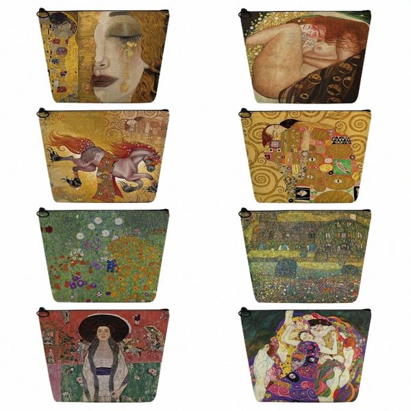 Estuches de lápices de regalo Fi personalizados, bolsas de cosméticos con lágrimas de pintura al óleo para mujer, organizador de viaje de Gustav Klimt, bolsa de maquillaje 30pp #
