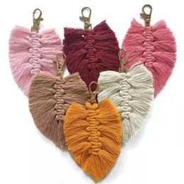 Aangepaste Buitenlandse Handel Hand-Geweven Peach Hart Gevlochten Touw Sleutelhanger Tassel Creative Gift Bag Hanger Multi-Color Optioneel