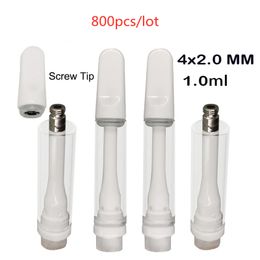 Aangepaste volledige keramische karren 1 ml voor dikke olie vape cartridges atomizers loodvrije lege platte schroeftips keramische spoelen 510 verstuiver 4 stake schuimverpakking