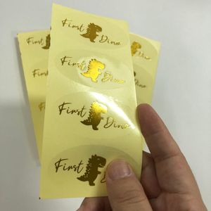 Feuille d'or personnalisée sur feuille d'autocollant adhésif Transparent, étiquettes transparentes imperméables, autocollants ovales translucides