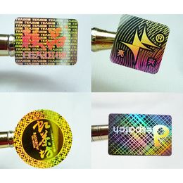 Aangepast Gold Silver Anti-Counterfeit Holografische sticker-label Multi-maten Beschikbare eenmalige gebruikte doosafdichtingsstickers