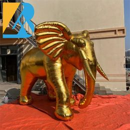 Animal d'éléphant gonflable géant doré personnalisé pour l'affichage de la fête d'événement