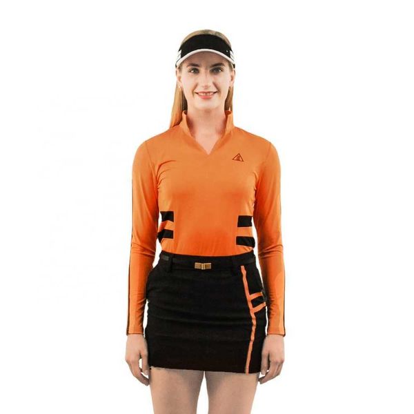 T-shirt de Golf personnalisé pour femmes, ensembles de jupes noires, uniforme de travail de marque tricoté en piqué