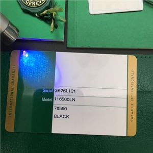 Tarjeta de garantía de seguridad verde personalizada, modelo de impresión personalizada, número de serie, dirección en la tarjeta de garantía, caja de reloj para cajas Rolex Watch291J