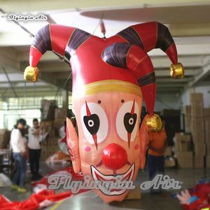 Aangepaste Hanging Halloween Opblaasbare Clown Hoofd Replica 3M Hoogte Groot Luchtgeblazen DROLL MASK Model Ballon voor Bar en Partijdecoratie