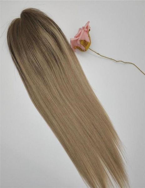 Resaltado personalizado de color marrón a rubio miel Mono encaje con Pu alrededor de adornos de cabello humano para mujeres con cabello adelgazado 88985246667925