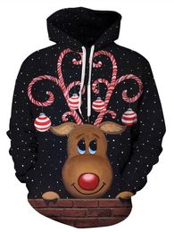 Sweats à capuche personnalisés Sweatshirts Cerf neiges Sweat à capuche pour hommes Pull à capuche de Noël Impression numérique 3D Pull décontracté en vrac pour femmes