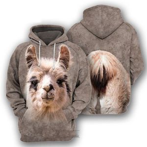 Sweat-shirt à capuche personnalisé pour hommes, ample, décontracté, à manches longues, à la mode, imprimé Animal alpaga en 3D, printemps et automne