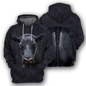 Sweat-shirt à capuche personnalisé pour hommes, ample et décontracté, à manches longues, à la mode, imprimé Animal bovin en 3D, printemps et automne