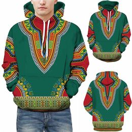 Sweat à capuche personnalisé pour hommes, vert, traditionnel africain, unisexe, pull de sport décontracté