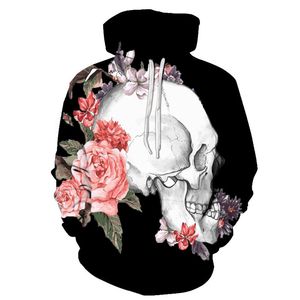 Aangepaste hoodies sweatshirts heren hoodie bloem schedel 3D digitaal bedrukte casual sporttrui voor heren met capuchon