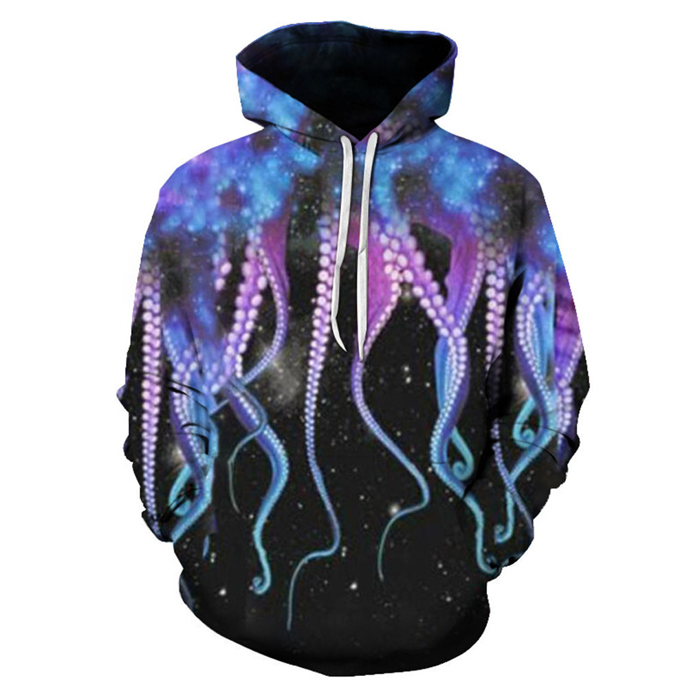 Dostosowane bluzy bluzy Octopus Wąsek Drukuj męski sweter z kapturem moda