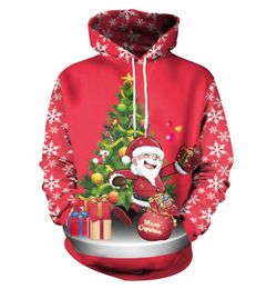 Aangepaste hoodies sweatshirts Rode Kerstman Heren Hoodie Kerst trui met capuchon 3D digitale print dames losse casual trui