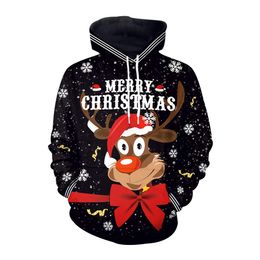 Op maat gemaakte hoodies sweatshirts Kerstman Dwerg Hoodie Kerst trui met capuchon 3D digitaal printen losse casual damestrui