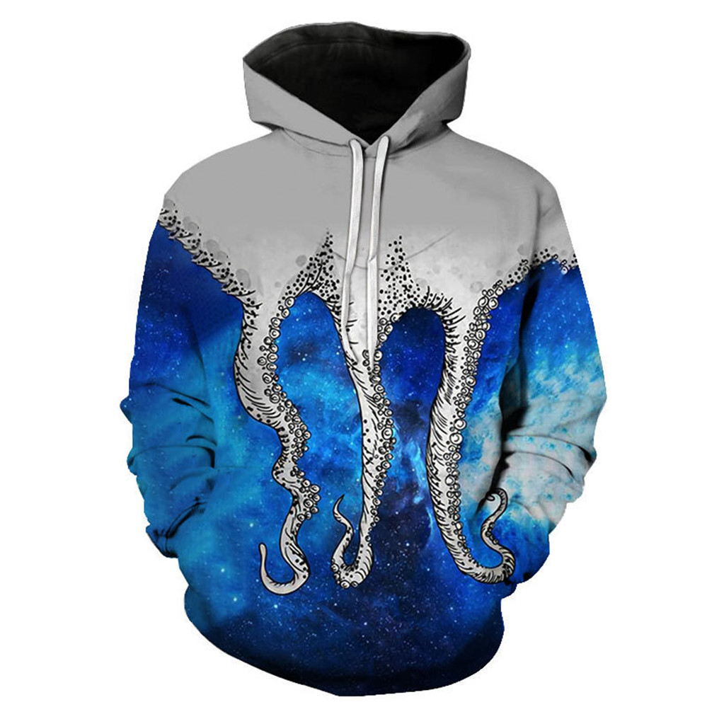 Anpassade hoodies tröjor bläckfisk whisker stjärnhimmel mens huva tröja mode casual