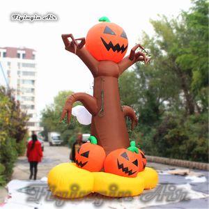 Aangepaste verschrikkelijke opblaasbare pompoen spook model 4m hoogte opblazende kwade geest ballon met pompoen hoofd voor halloween decoratie