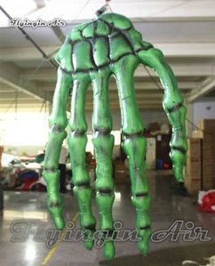 Aangepaste verschrikkelijke opblaasbare zombie hand bot replica 3m hoogte reus opknoping groene vinger skeletmodel ballon voor halloween decoratie