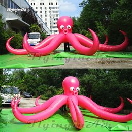 Aangepaste Opblaasbare Cartoon Dierlijke Mascotte Model Devilfish Ballon 8m Lengte Opknoping / Grond Roze Opblazen Octopus voor Muziek Party Decoratie