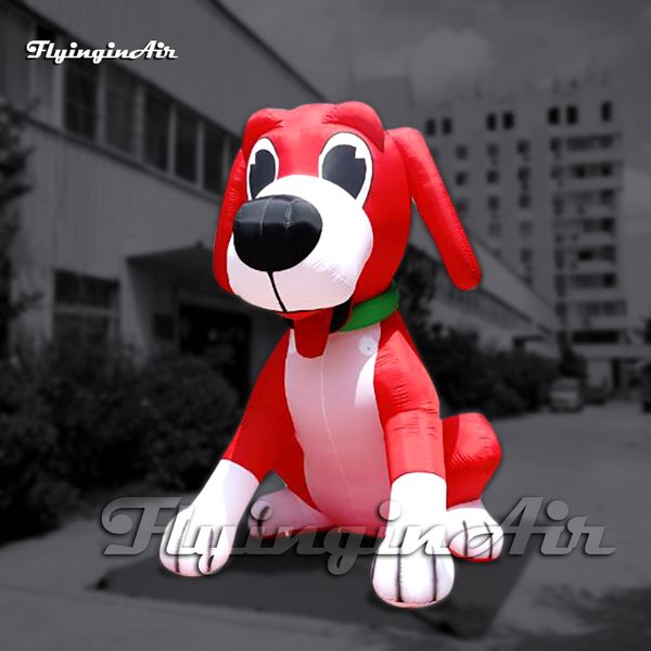 Bonito globo inflable rojo grande para perro, modelo de Animal de dibujos animados, modelo de cachorro soplado por aire con la lengua hacia fuera para espectáculo publicitario