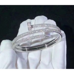 Bracelet à ongles en titane pour femmes, bijoux personnalisés, 18cm, rhodié, or Rose 18 carats, plaqué or Rose, diamants glacés