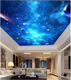 Aangepaste grote 3D-behang 3D Plafond Muurschilderingen Wallpaper Fantasy Starry Woonkamer Zenith Plafond Muurschildering Papel de Parede