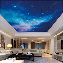 Personnalisé grand 3D po papier peint 3d peintures murales de plafond papier peint HD grande image rêveuse belle étoile ciel zénith plafond mural deco245O