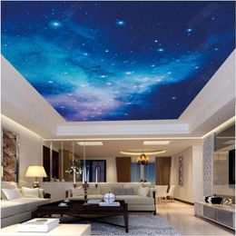 Personnalisé grand 3D po papier peint 3d peintures murales de plafond papier peint HD grande image rêveuse belle étoile ciel zénith plafond mural deco310O