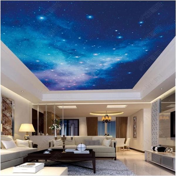 Papel tapiz 3D grande personalizado, murales de techo 3d, papel tapiz HD, imagen grande, hermoso cielo estrellado de ensueño, mural de techo cenital deco314R