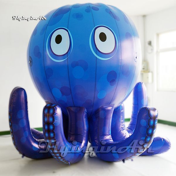 Grand ballon de poulpe gonflable bleu grande tête et tentacules modèle d'animal de mer de dessin animé pour la décoration d'aquarium et de parc d'attractions