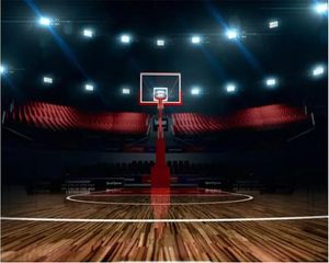 Aangepaste grote behang Past Basketball Court 3D Design Achtergrond Wall Painting Papel de Parede