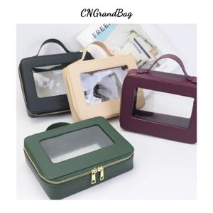 Aangepaste letters kleurrijke saffiano draagbare cosmetische koffer reizen transparante make -uptas pvc cosmetische tas tpu wastas 231221