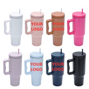 Aangepaste LOGO 40oz mok Tumbler met handvat H3.0 op maat gemaakte persoonlijke waterfles Tumblers deksels stro roestvrijstalen koffie Termos Cup