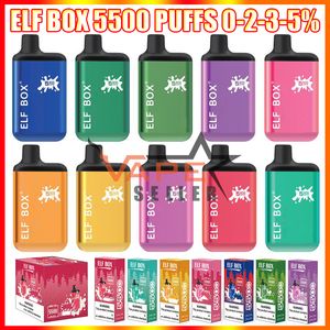 Original Elf Box 5500 Puffs Jetable Vape Pen E Cigarette Avec 0% 2% 3% 5% Rechargeable 650mAh Batterie 13ml Pod Bar Kit VS Lost Mary