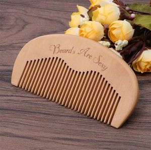 Peigne à barbe de poche personnalisé en bois de pêche, outil de coiffure pour soins des dents fines, brosse antistatique de qualité supérieure, personnalisé avec votre logo, brosse à cheveux étroite et épaisse pour hommes, toilettage pour animaux de compagnie