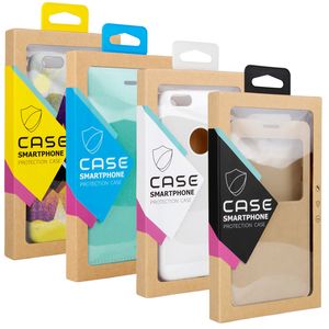 Boîtes d'emballage de détail avec logo personnalisé Boîte d'emballage en papier Karft pour iPhone 11 Pro MAX Samsung S20 avec plateau blister en PVC + cintre + autocollant