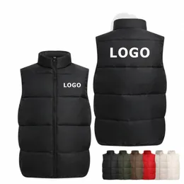 Logo personnalisé débardeur automne hiver veste épaissie manches couleur unie chaud vers le bas coupe-vent entreprise bricolage impression 23Pu #