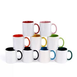 Logo personnalisé Tumblers 350ML 11oz Tasse en céramique Coeur Poignée ronde Image personnalisée Impression Sublimation Couleur vierge Tasse Café Tasse à thé