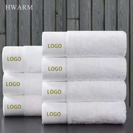 LOGO personnalisé blanc coton serviette bain foulard camarade salon de beauté hôtel Extra épais spirale cadeau fête faveurs décoration