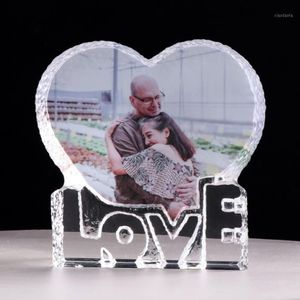 Cadre photo personnalisé en cristal avec cœur d'amour, cadeau de mariage pour invités, Souvenir d'anniversaire, de saint-valentin, Da292g