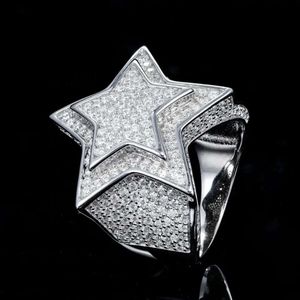 Aangepaste Luxe Ontwerp 925 Sterling Zilveren Ring Vvs Moissanite Hip Hop Iced Out Star Ring Real 14k Gouden Mannen ster Ring