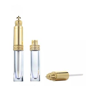 Aangepaste Luxe Gold Clear Lipgloss Fles Container Ronde Lege Lipgloss Buizen Hele 8 ml Lip Blams Lippenstift Flessen Cosmet3068