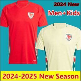 2024 Wilson Wales Jerseys de fútbol Bale James Ramsey Fútbol Camisa Nacional Hogar MAILLOTS Brooks B. Davies Moore Roberts Ampadu Johnson Men Kit Uniforme de niños