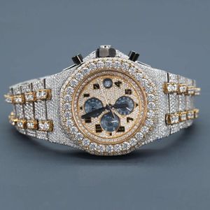 Montre-bracelet de luxe personnalisée pour hommes bling avec y glacé VVS clarté ronde taille brillant diamants cultivés en laboratoire montre mécanique