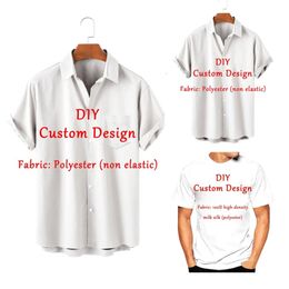 Aangepaste Heren Shirts Zomer Hawaiiaanse Korte Mouw Dames 3D Custom Design Tops T-shirt Factory Outlet Oversize Anime Cosplay 240307