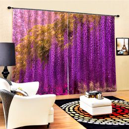 Aangepaste moderne huisdecoratie woonkamergordijn 3d paarse bloemgordijnen